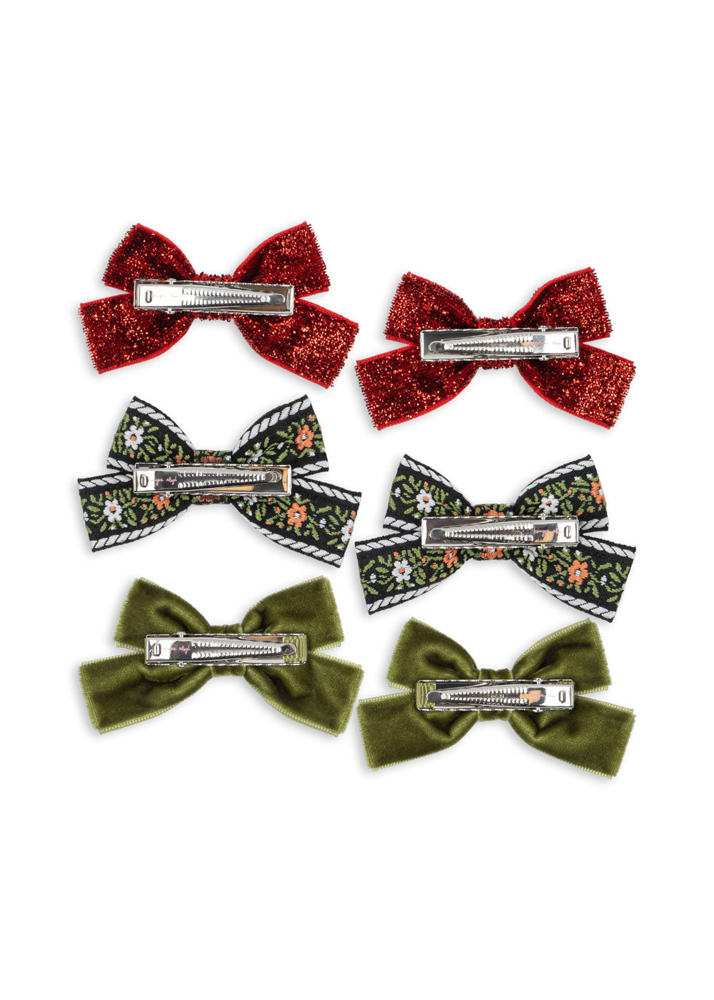 Konges Sløjd - 6 Pack Micki Bow Hair Clips Ks104188 - Red/green