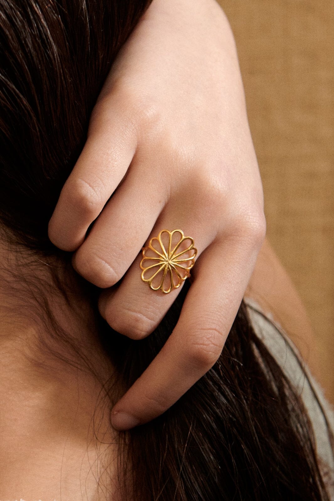 Pernille Corydon Jewellery - Large Bellis Ring Adj. - Gold Plated Ringe 