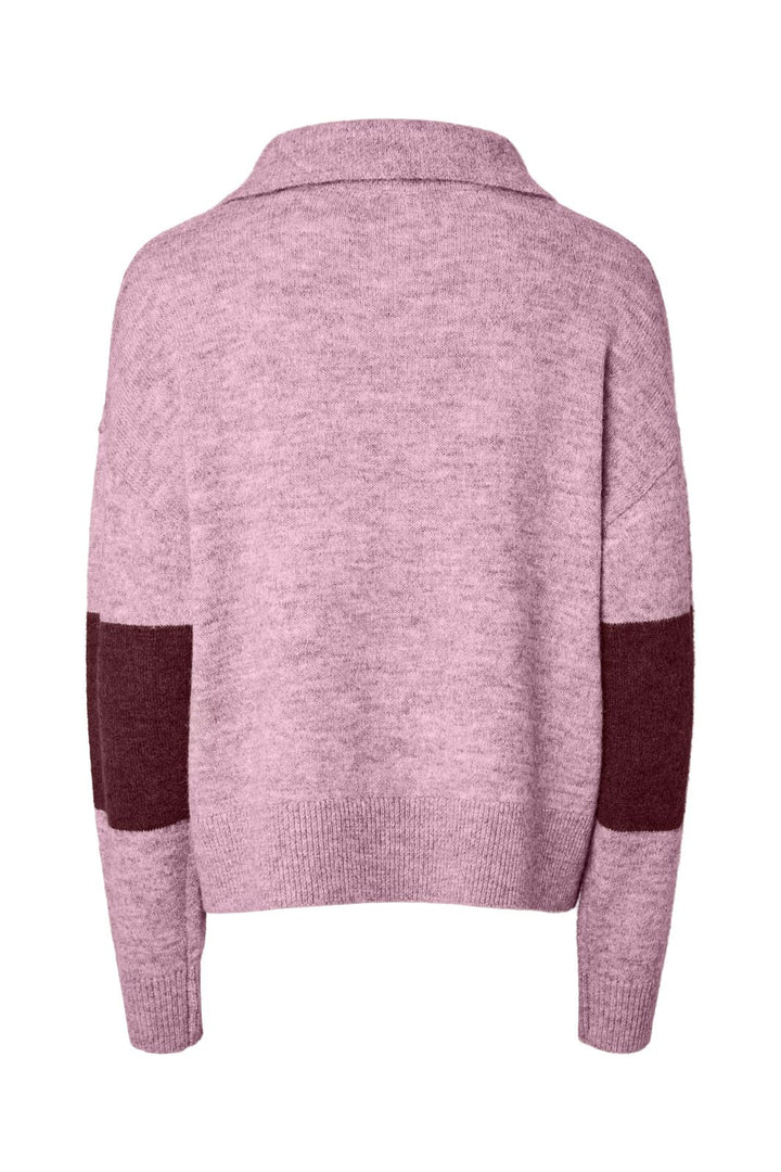 Pieces - Pcallie Ls Half Zip Knit - 5179721 Roseate Spoonbill Tawny Port