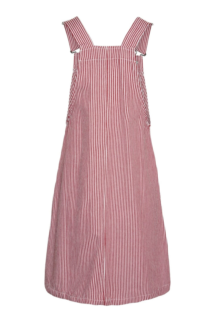 Pieces - Pcallo Dungaree Dress Fsy - 4464992 Salsa Cloud Dancer Stripes Kjoler 