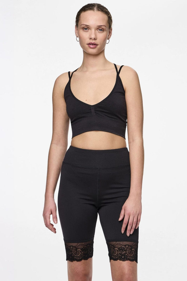 Pieces - Pcamiva Lace Bikeshorts - 4468785 Black Shorts 