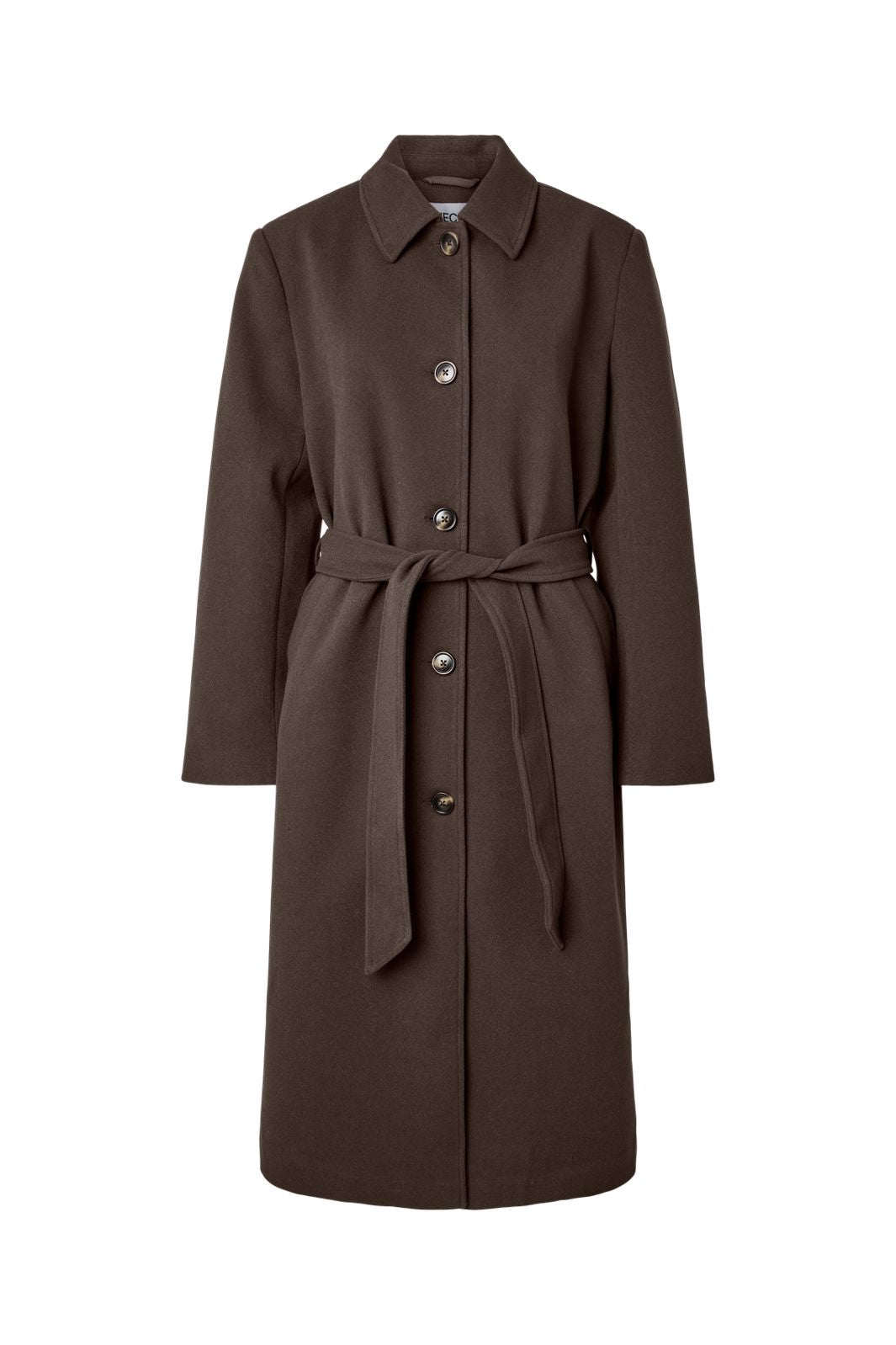 Pieces - Pcaya Long Coat - 5102327 Hot Fudge