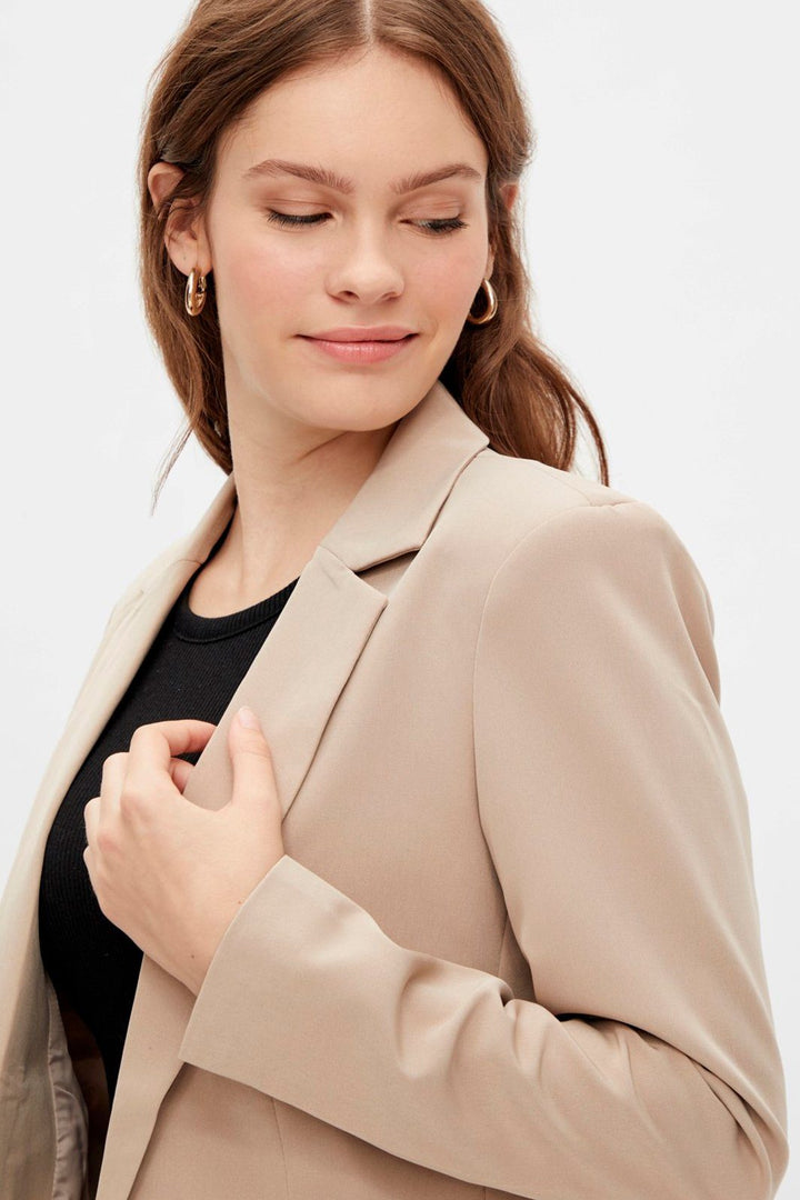 PIECES - PcBossy LS Loose Blazer - Silver Mink Blazer 