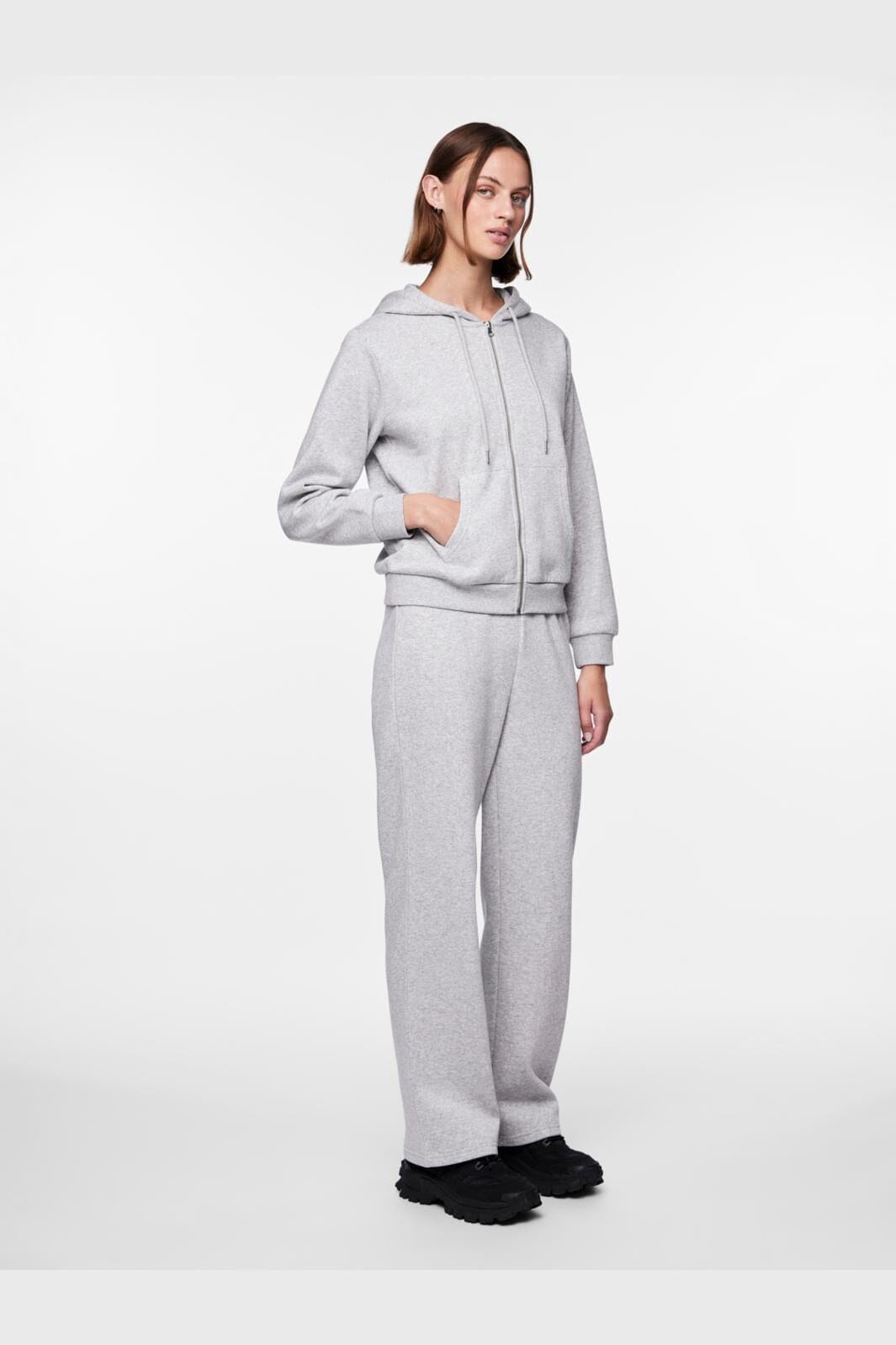 Pieces - Pcchilli Ls Zip Hoodie - 4265112 Light Grey Melange