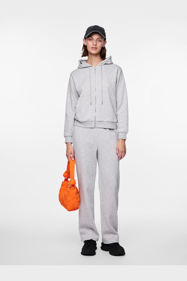Pieces - Pcchilli Ls Zip Hoodie - 4265112 Light Grey Melange