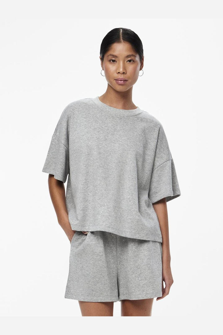 Pieces - Pcchilli Summer 2/4 Loose Sweat - 3746036 Light Grey Melange