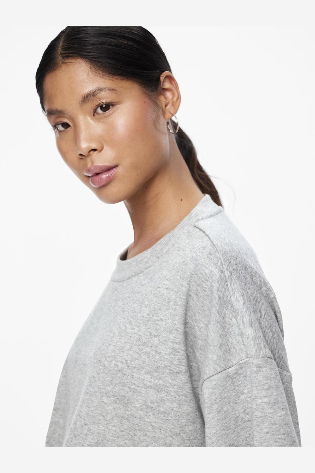 Pieces - Pcchilli Summer 2/4 Loose Sweat - 3746036 Light Grey Melange
