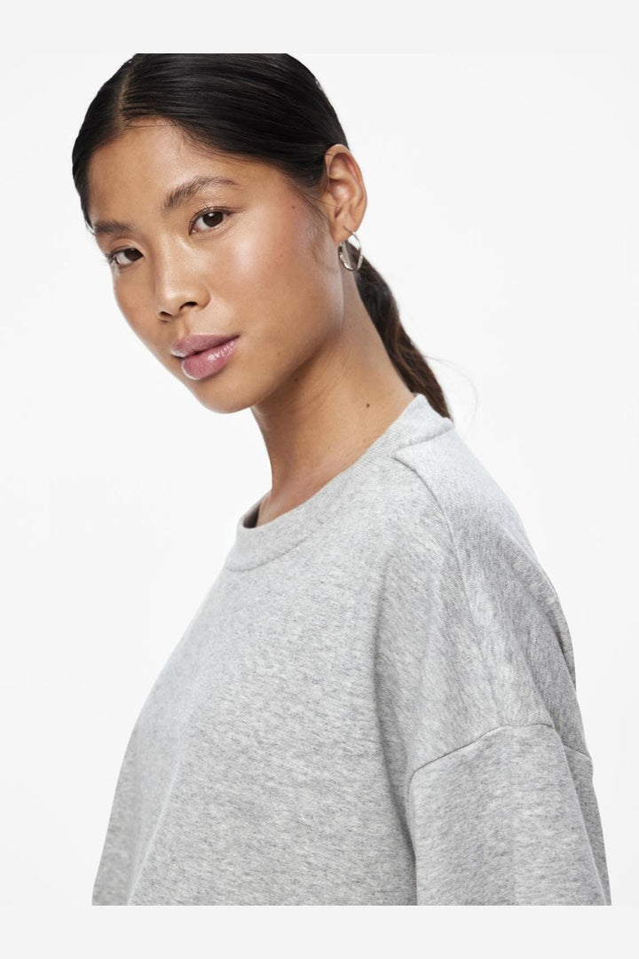 Pieces - Pcchilli Summer 2/4 Loose Sweat - 3746036 Light Grey Melange