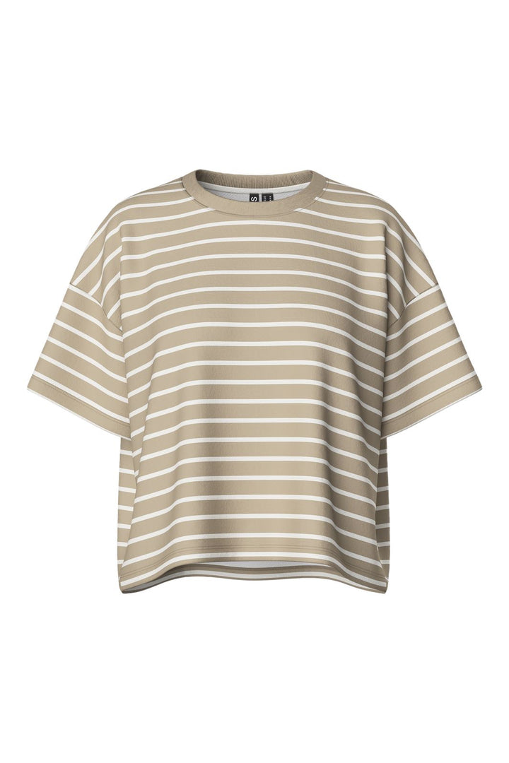 Pieces - Pcchilli Summer 2/4 Sweat Stripe - 4642188 Crockery Cloud Dancer
