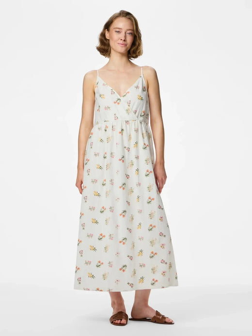 Pieces - Pcemma Strap Ankle Dress - 4904225 Bright White Flower Kjoler 