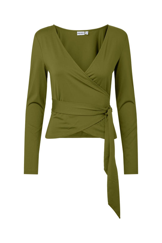 Pieces - Pcester Ls Wrap Top Mwa - 5105368 Sphagnum