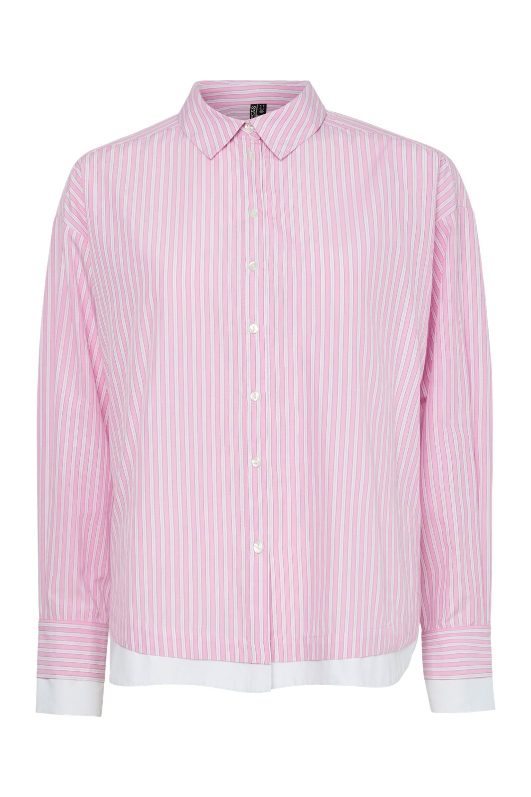 Pieces - Pcfamma Ls Loose Shirt Fsy - 4912392 Pink Tulle White/Pink Stripes