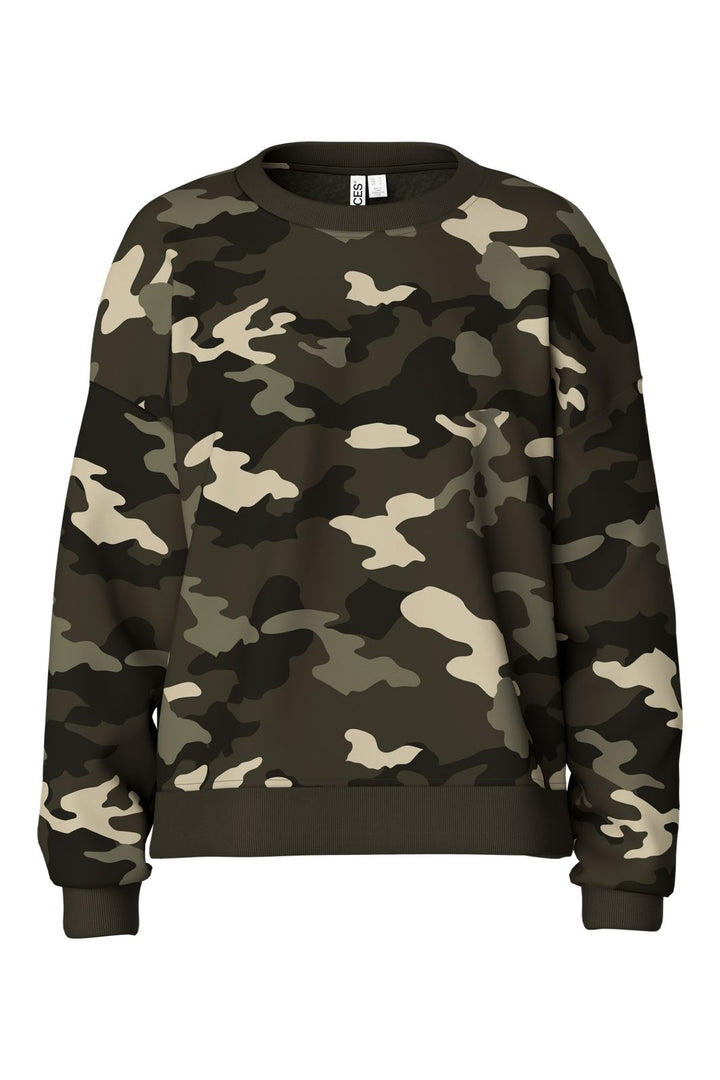 Pieces - Pcfia Filucca Ls Loose Sweat - 5201065 Hot Fudge Camouflage