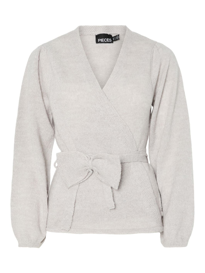 Pieces - Pcfleur Ls V-Neck Knit Cardigan Fsy - 4860356 Light Grey Melange