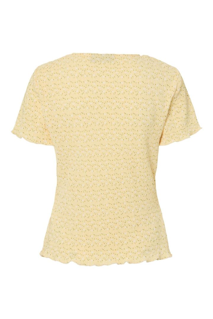 Pieces - Pcflora Ss O-Neck Top Msa - 4963674 French Vanilla Small White Flowers