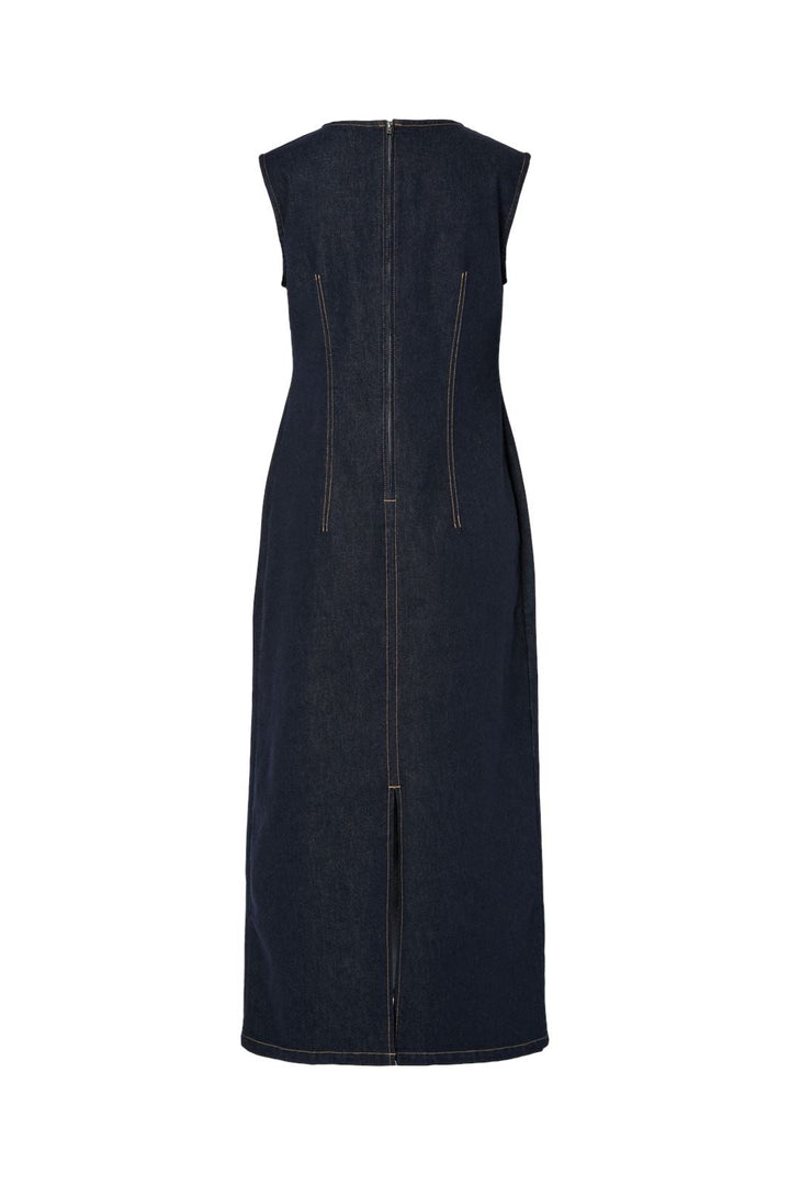 Pieces - Pcfranna Sl Long Denim Dress Fsy - 4863022 Dark Blue Denim