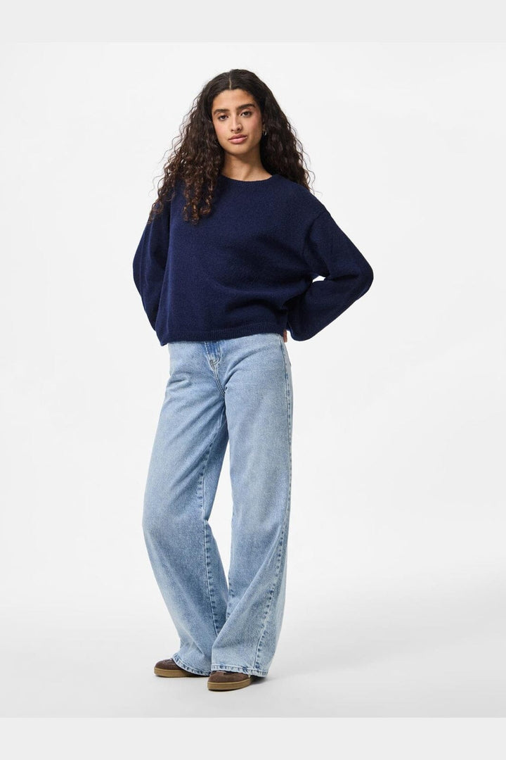 Pieces - Pcida Ls O-Neck Knit - 4805045 Maritime Blue