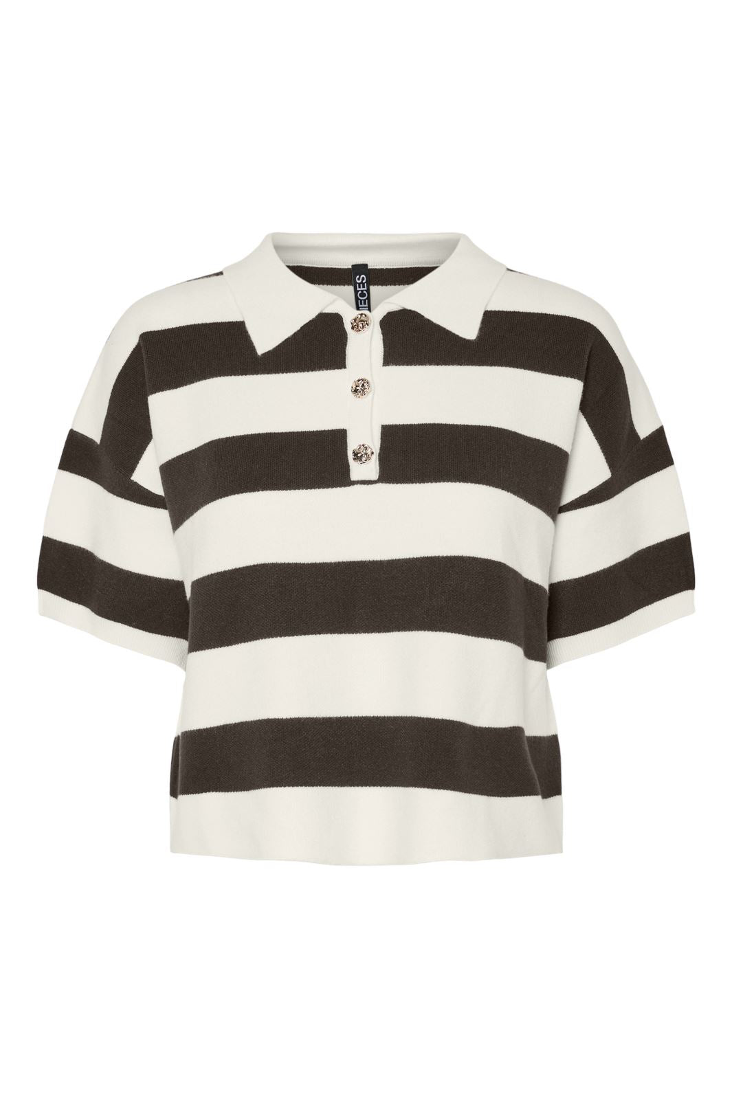Pieces - Pcjassy Ss Short Polo Knit Fsy - 4884100 Delicioso Coconut Milk