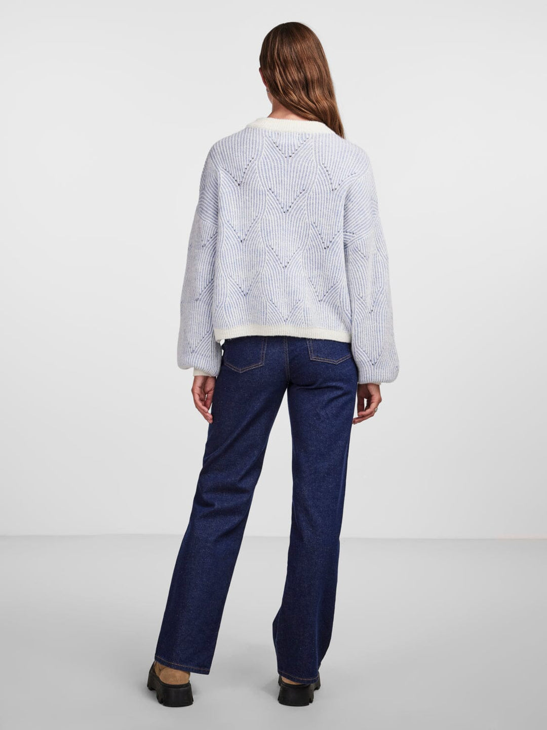 Pieces, Pcjenna Ls O-Neck Knit, Angel Falls