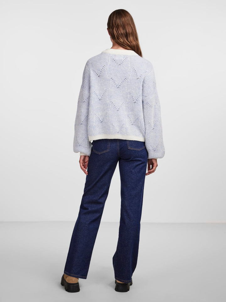 Pieces, Pcjenna Ls O-Neck Knit, Angel Falls