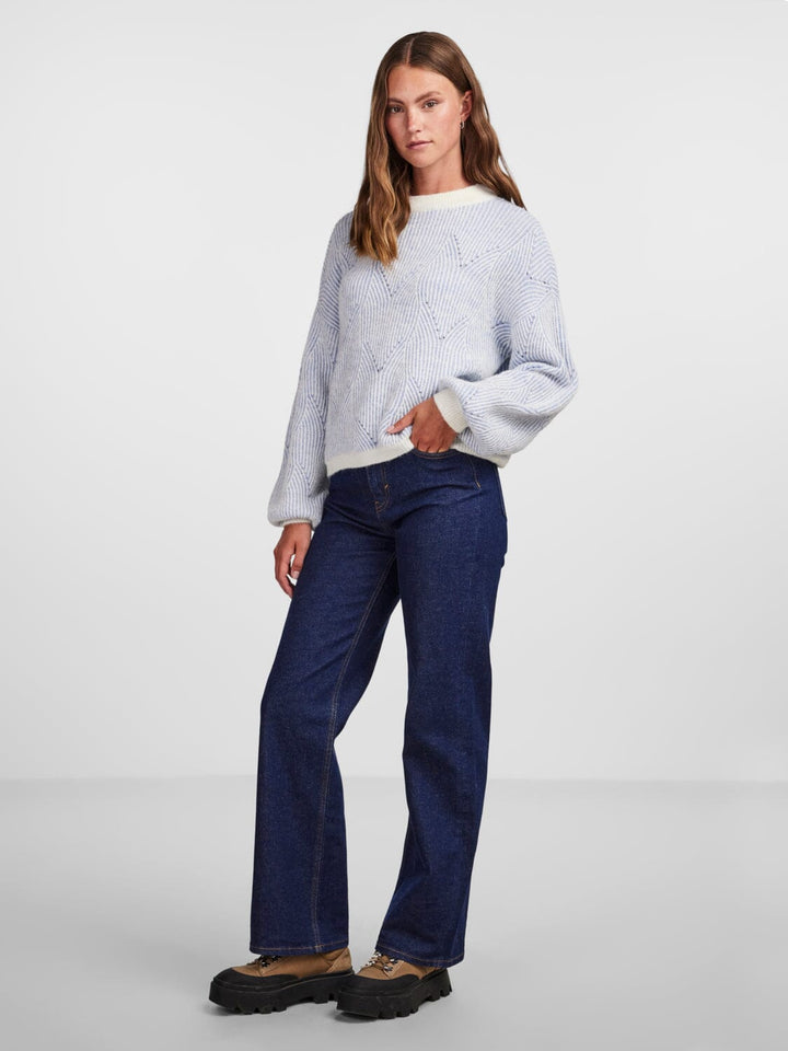 Pieces, Pcjenna Ls O-Neck Knit, Angel Falls