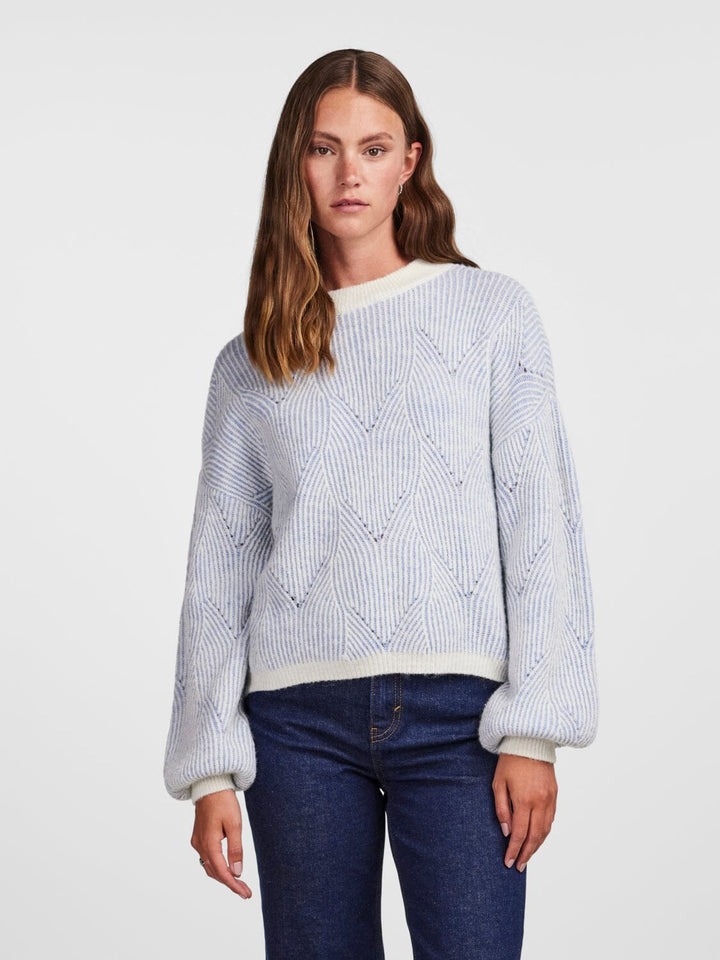 Pieces, Pcjenna Ls O-Neck Knit, Angel Falls