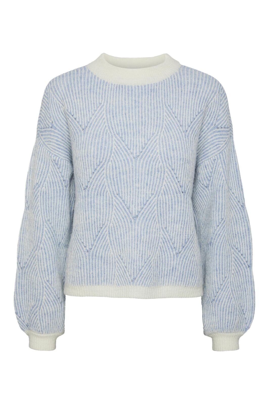 Pieces - Pcjenna Ls O-Neck Knit - 4432776 Angel Falls Strikbluser 