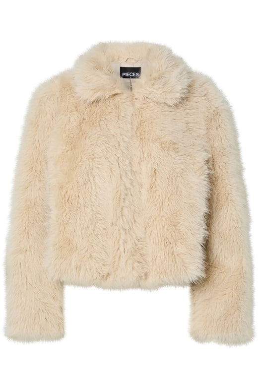 Pieces - Pcjilla Short Fluffy Jacket - 4803752 Birch Jakker 