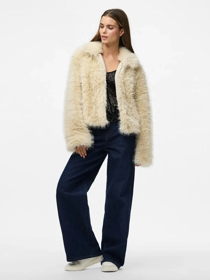 Pieces - Pcjilla Short Fluffy Jacket - 4803752 Birch Jakker 