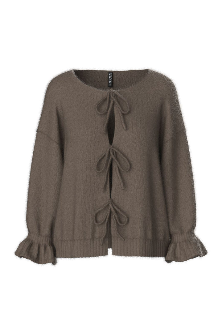 Pieces - Pcjimma Ls O-Neck Tie Knit Cardigan - 4870473 Morel