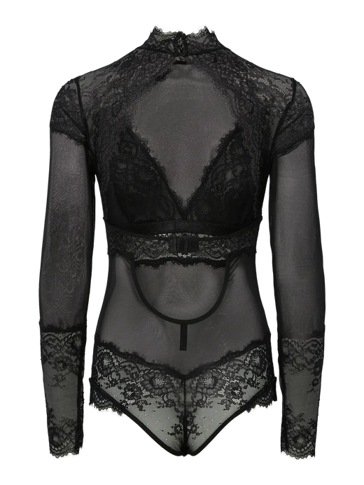 Pieces - Pcjora Xmas High Neck Ls Bodystocking - 4837712 Black Bodysuits 