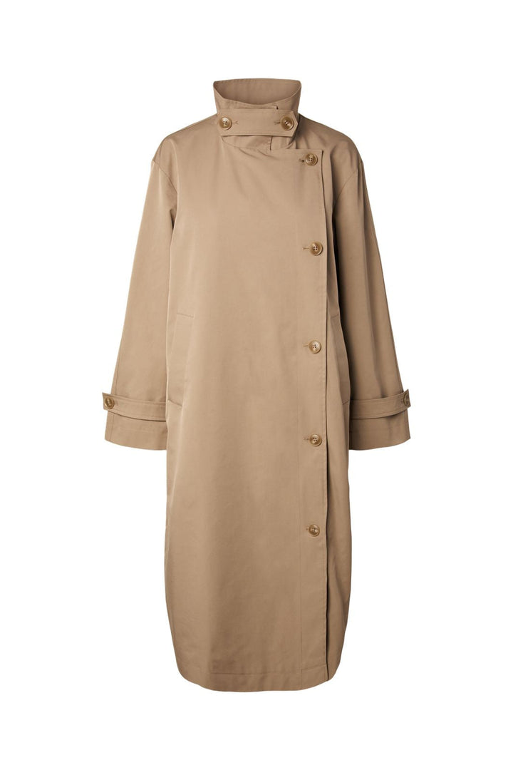 Pieces - Pcjorma High Neck Long Jacket - 5190901 Greige