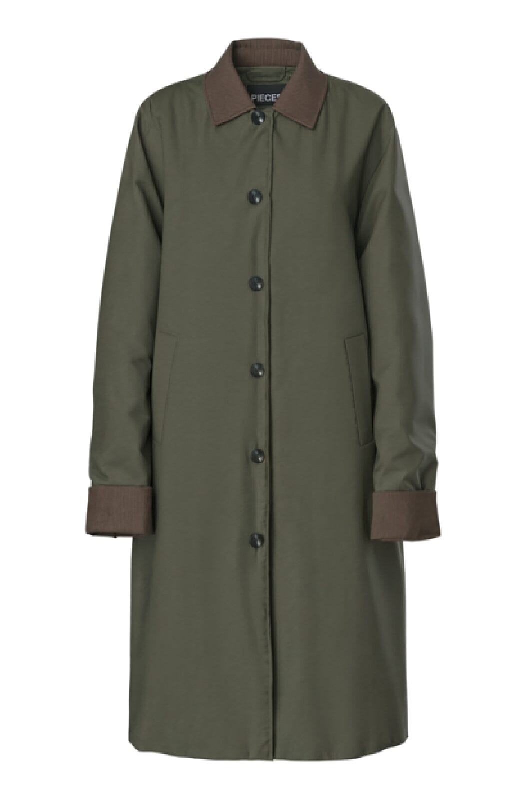 Pieces - Pcjorma Long Corduroy Jacket - 4881893 Forest Night Hot Fudge Frakker 