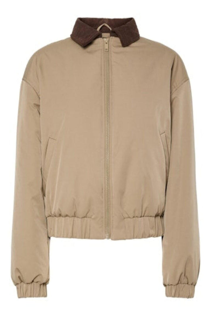 Pieces - Pcjorma Short Padded Bomber Jacket - 4889738 Greige Hot Fudge Frakker 