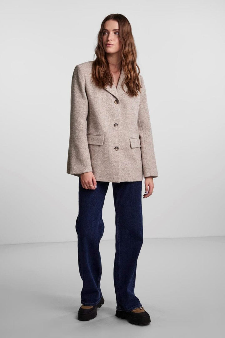Pieces - Pcjudo Blazer Jacket - 4312391 Light Grey Melange Blazere 