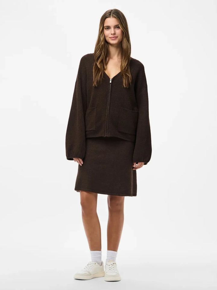 Pieces - Pcjunna Short Knit Skirt - 4819439 Hot Fudge Melange Nederdele 