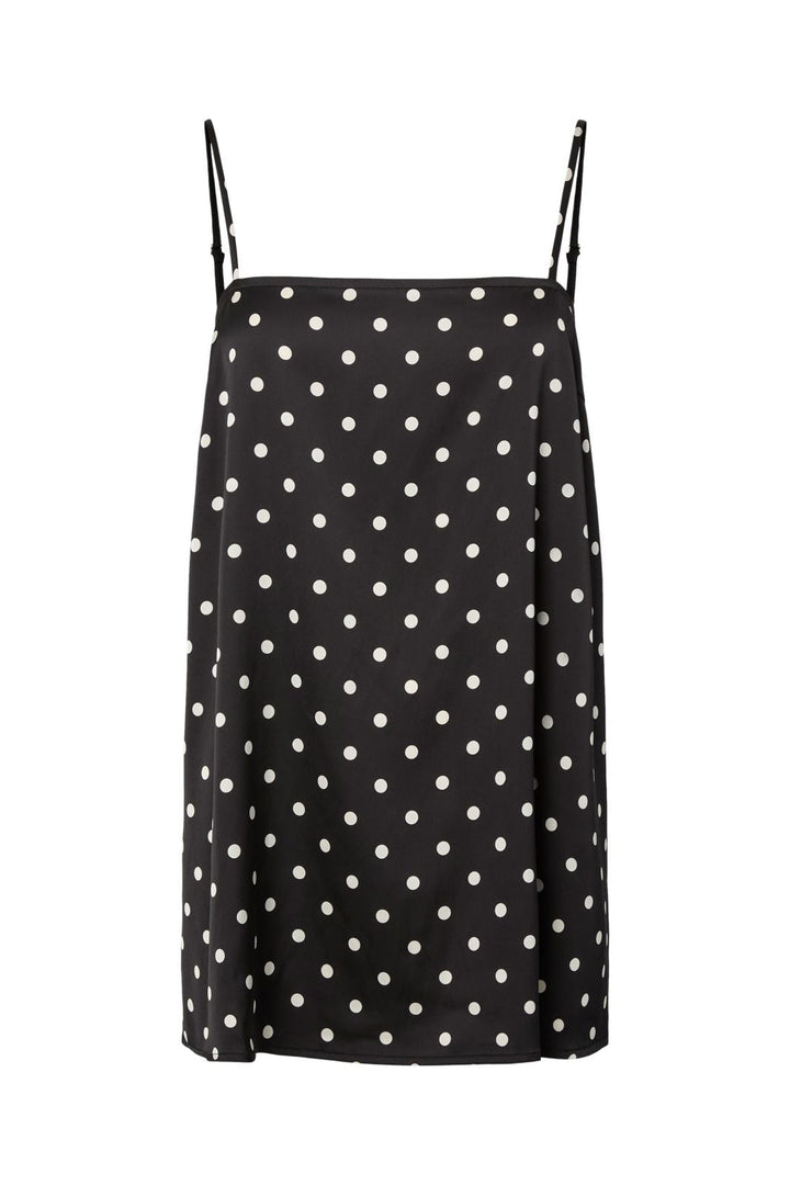 Pieces - Pcjytta Strap Satin Top - 5052185 Black White Dots