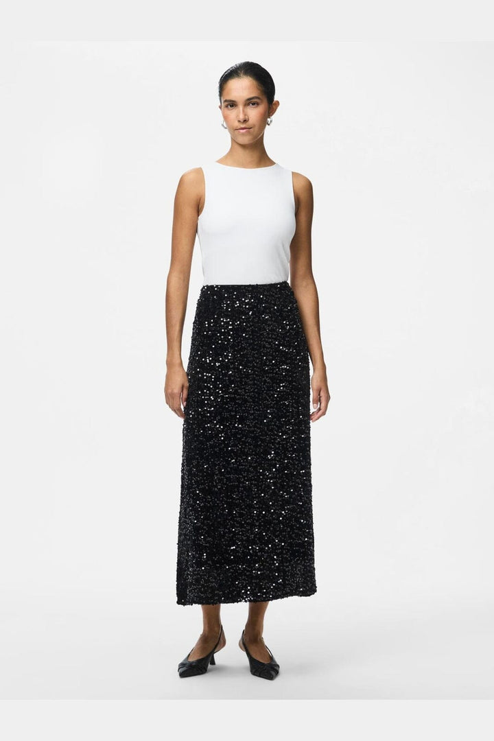 Pieces - Pckam Ankle Skirt - 4859014 Black Black Sequins