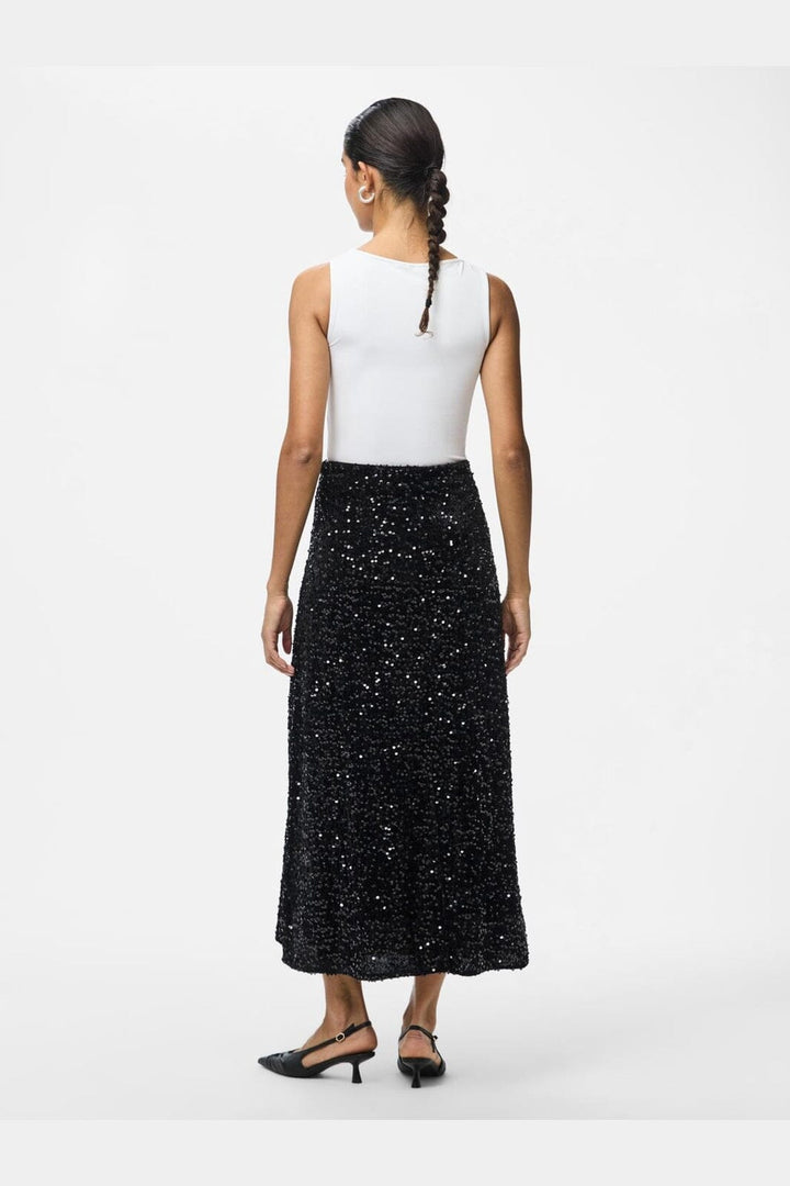 Pieces - Pckam Ankle Skirt - 4859014 Black Black Sequins