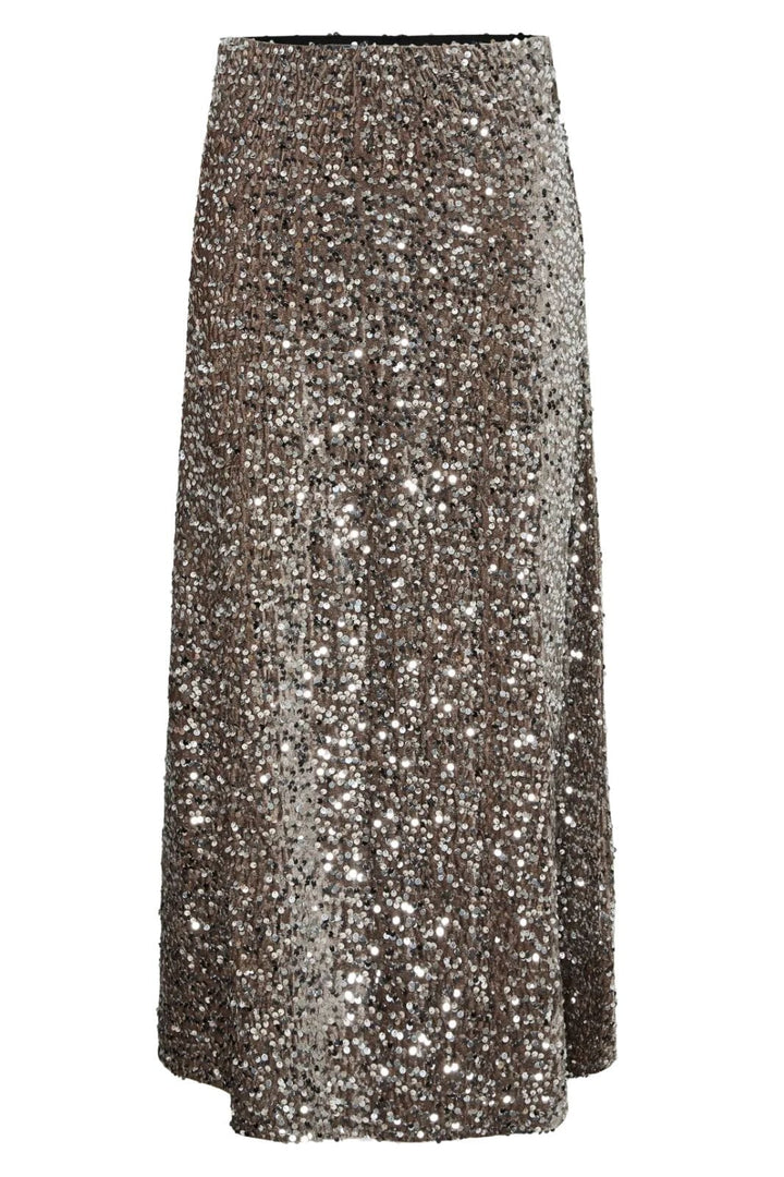Pieces - Pckam Ankle Skirt - 4859175 Morel Silver Sequins Nederdele 
