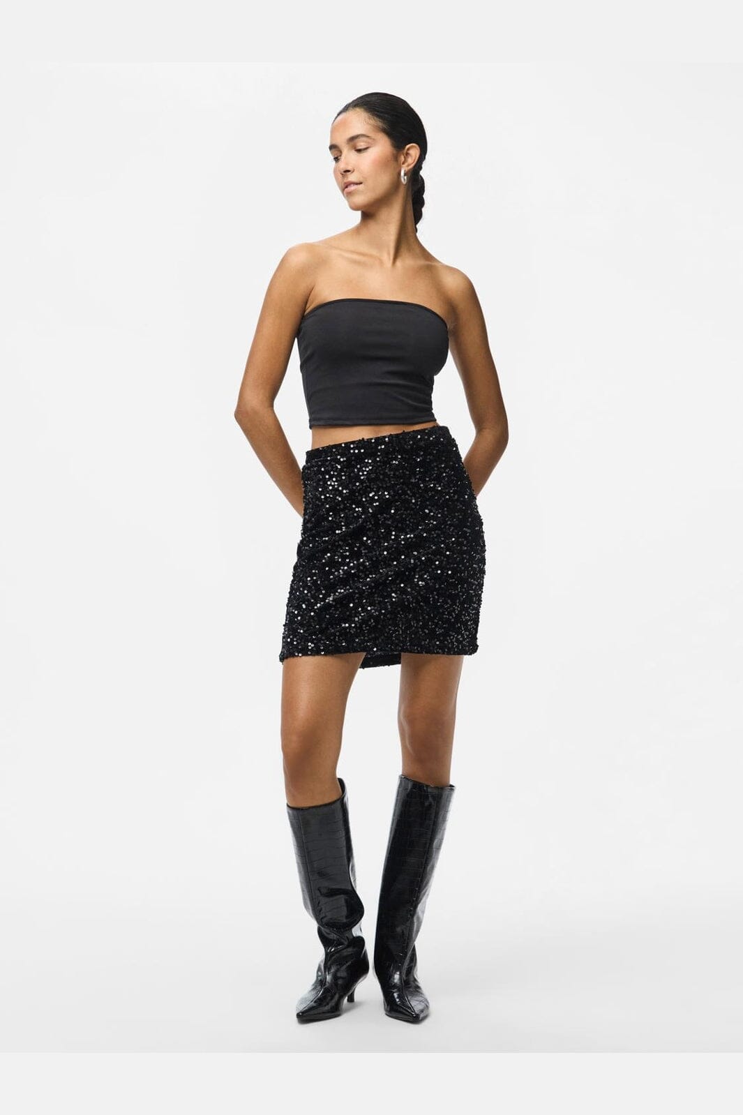 Pieces - Pckam New Short Skirt - 4617666 Black Black Sequins