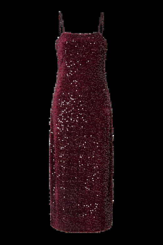 Pieces - Pckam Sl Ankle Slip Dress - 4883179 Tawny Port Tawney Port Sequins Kjoler 