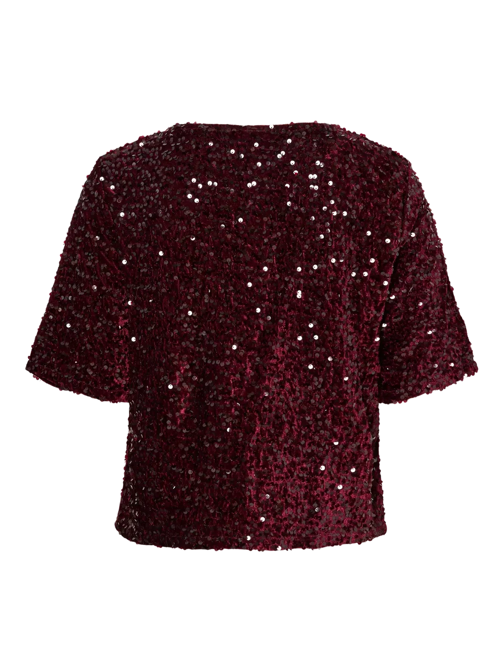 Pieces - Pckam Ss Top - 4859171 Tawny Port Tawney Port Sequins Toppe 