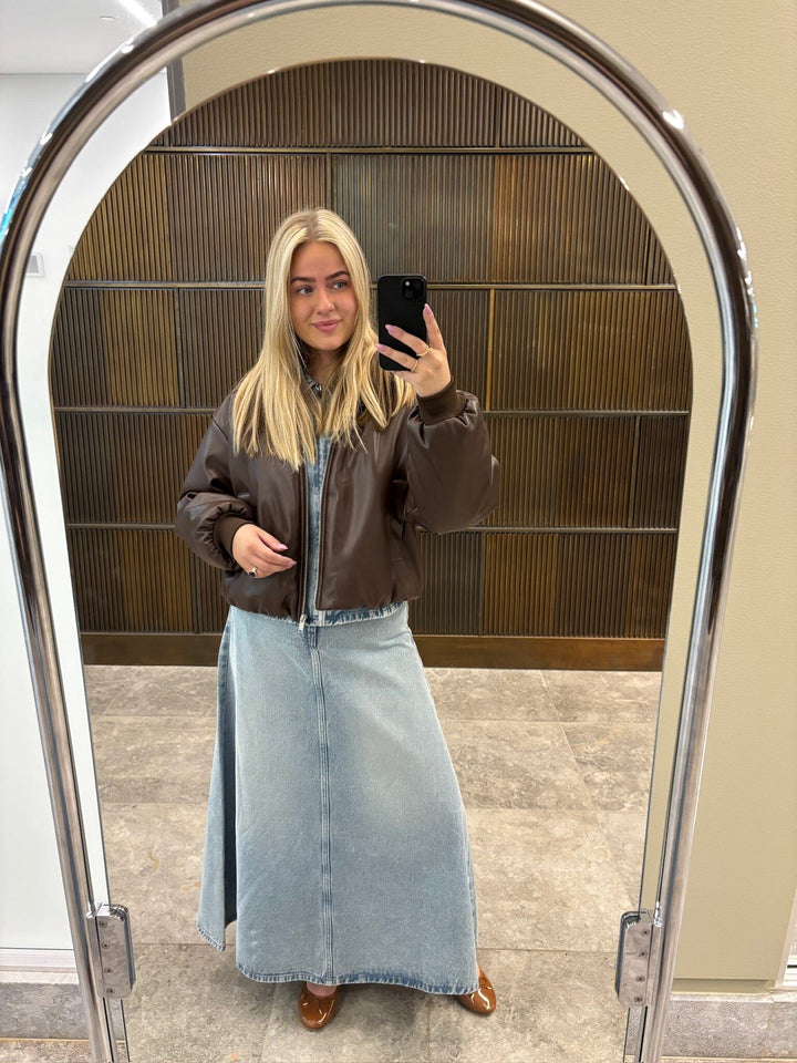 Pieces - Pclara Padded Coated Bomber Jacket - 4949319 Hot Fudge Jakker 