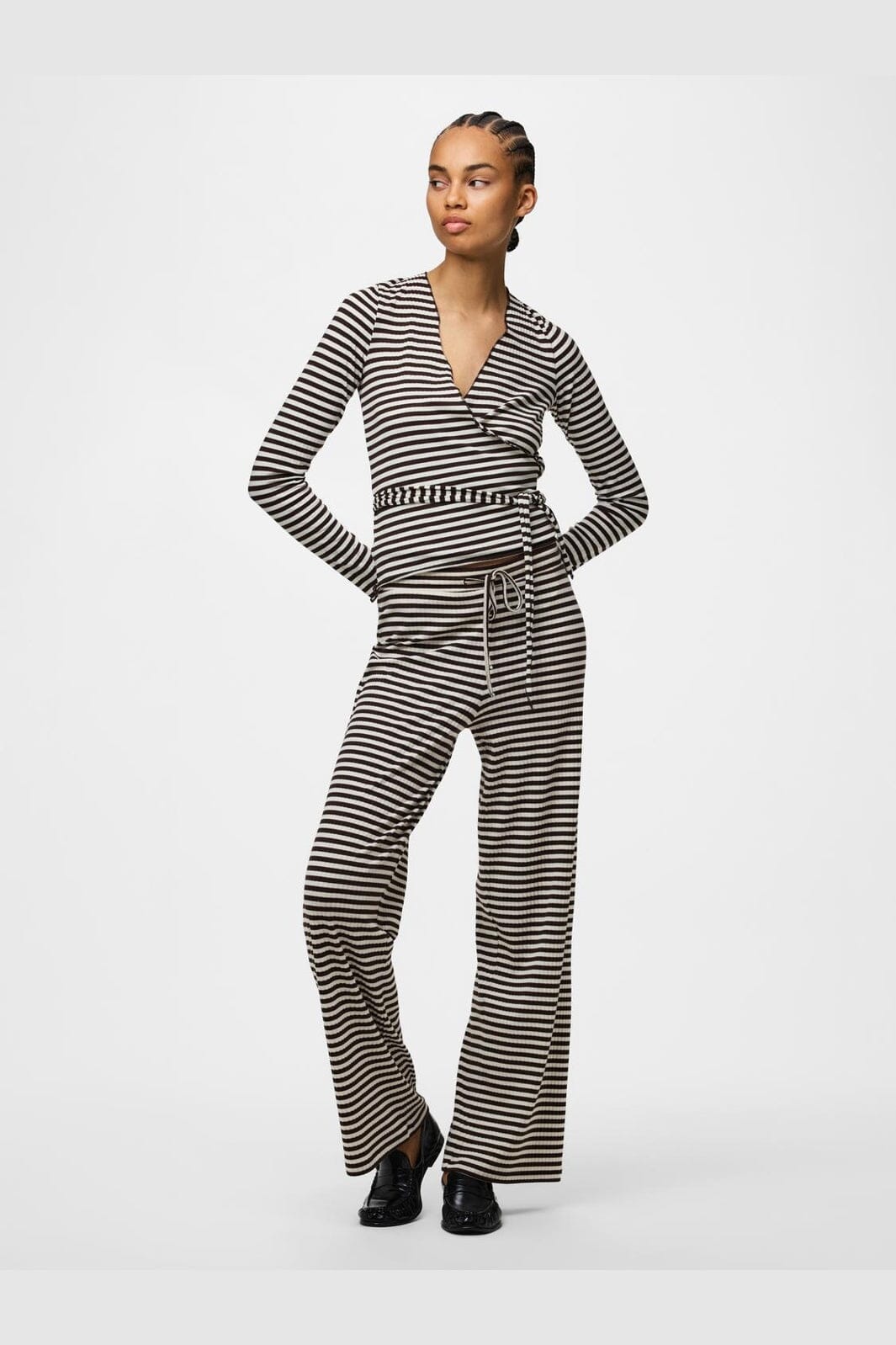 Pieces - Pclaya Ls Wrap Top - 5176828 Hot Fudge Coconut Milk