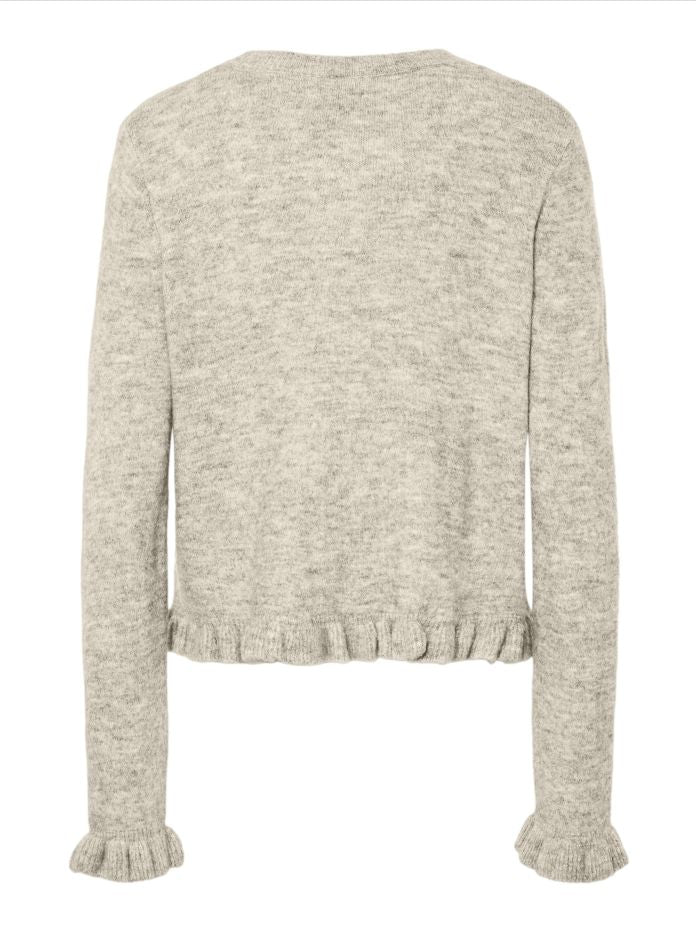 Pieces - Pclydia Ls Frill Knit Cardigan Fsy - 4912610 Birch Melange Cardigans 