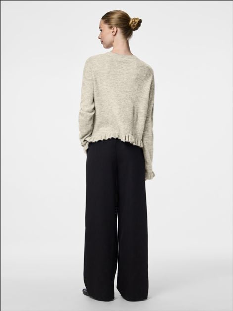 Pieces - Pclydia Ls Frill Knit Cardigan Fsy - 4912610 Birch Melange Cardigans 