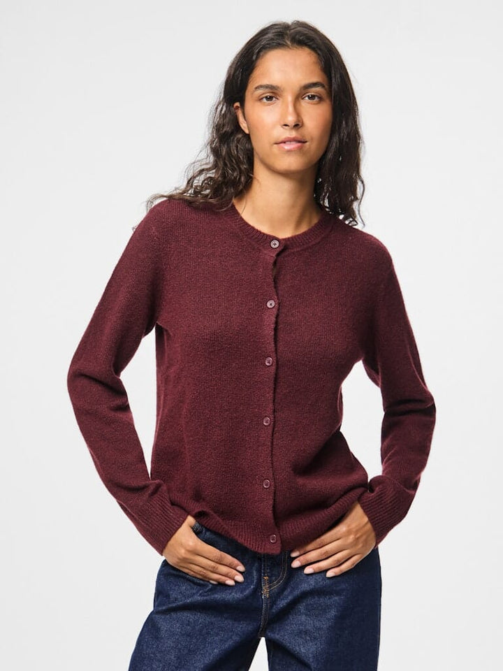 Pieces - Pcmalou Ls Knit Cardigan - 4864698 Tawny Port Melange Cardigans 