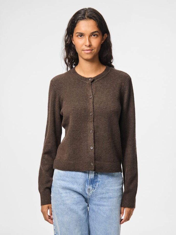 Pieces - Pcmalou Ls Knit Cardigan - 4864700 Hot Fudge Melange Cardigans 