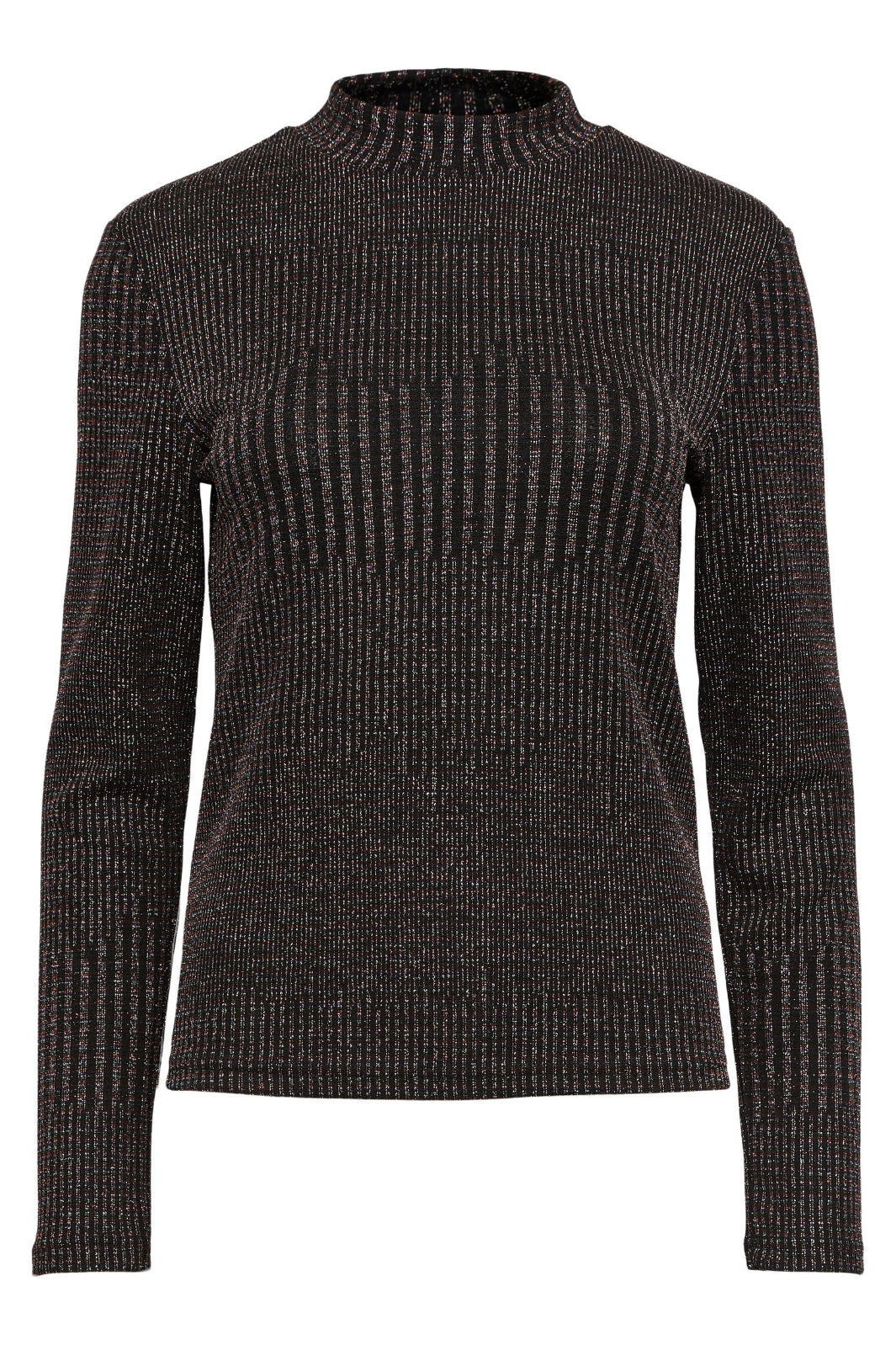 Pieces - PcMary Ls Top - Black Detail Glitter Bluser 